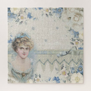 Shabby Chic  Victoriaans Lady met bloemen Legpuzzel