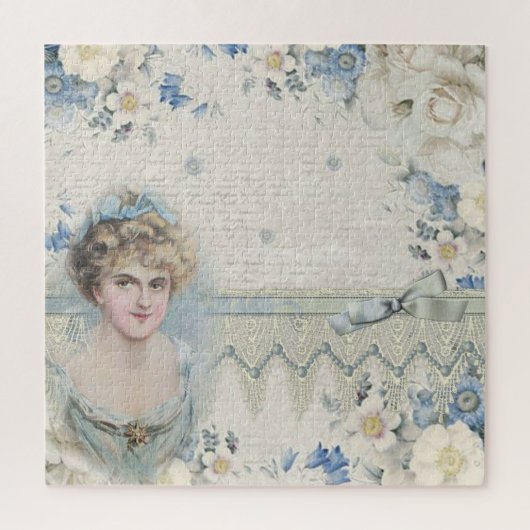 Shabby Chic  Victoriaans Lady met bloemen Legpuzzel (Verticaal)