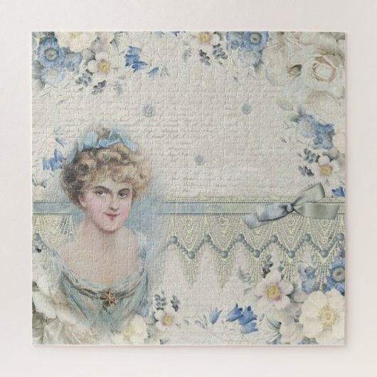 Shabby Chic  Victoriaans Lady met bloemen Legpuzzel (Verticaal)