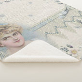 Shabby Chic Victoriaans Lady met bloemen Sherpa Deken (3/4)