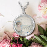 Shabby Chic  Victoriaans Lady met bloemen Zilver Vergulden Ketting<br><div class="desc">Shabby Chic  Lady met bloemen en ribbons Silver Ketting</div>