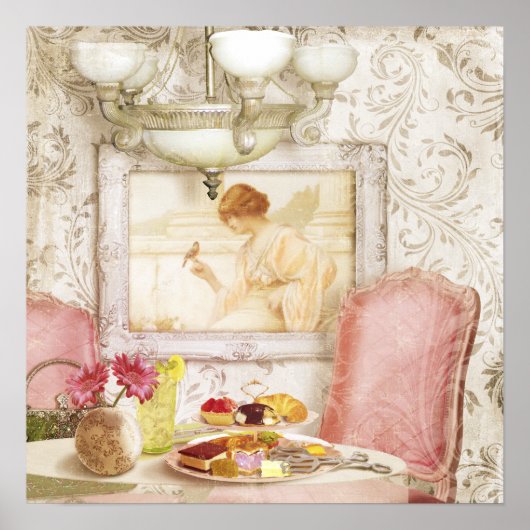 Shabby Chic Victoriaans Lunch, Parijs, kunstdruk Poster (Voorkant)
