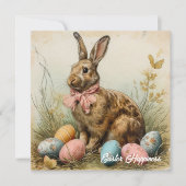  Shabby Chic Victoriaans Paaskonijn Feestdagenkaart (Voorkant)