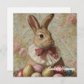 Shabby Chic  Victoriaans Paaskonijn Feestdagenkaart (Voorkant / Achterkant)
