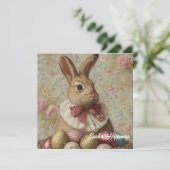 Shabby Chic  Victoriaans Paaskonijn Feestdagenkaart (Staand voorkant)