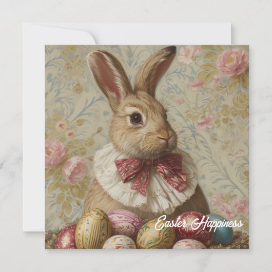 Shabby Chic  Victoriaans Paaskonijn Feestdagenkaart (Voorkant)
