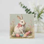  Shabby Chic Victoriaans Paaskonijn Feestdagenkaart (Staand voorkant)