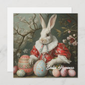 Shabby Chic Victoriaans Paaskonijn Feestdagenkaart (Voorkant / Achterkant)