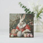 Shabby Chic Victoriaans Paaskonijn Feestdagenkaart (Staand voorkant)