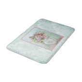 Shabby Chic  Victoriaans Roze Rozen op Blauwgroen Badmat (Gekanteld)