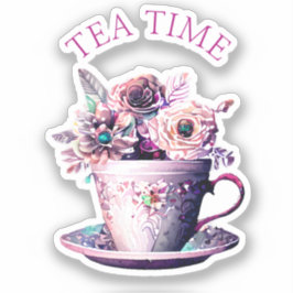  Shabby Chic Victoriaans Theetijd Teacup Sticker