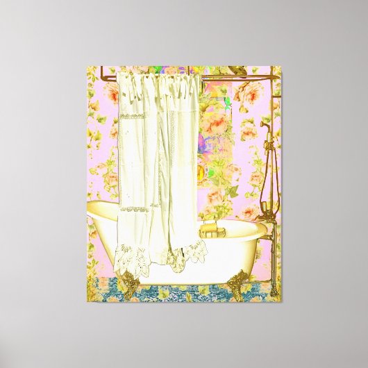 Shabby Chic Victoriaans Tub Messing Fixtures Canvas Afdruk (Voorkant)