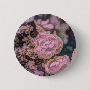 Shabby chic Victoriaans tuin Bohemian roze Rose Ronde Button 5,7 Cm