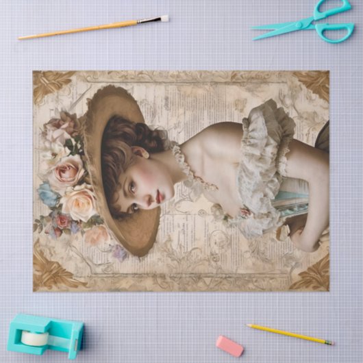 Shabby Chic  Victoriaans vrouw Tissuepapier (Craft)