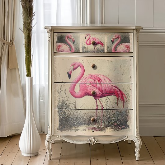 Shabby Chic Vintage Flamingo Decoupage Tissuepapier