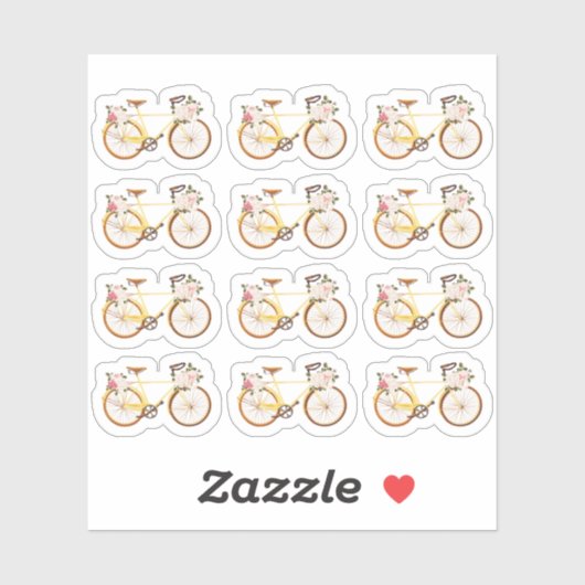 Shabby Chic Vintage Gele Fiets Planner Blad Sticker (Vel)
