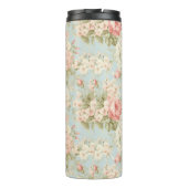 Shabby Chic Vintage Roze Rozen Bloem Monogram Thermosbeker (Achterkant)
