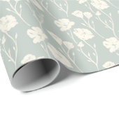 Shabby Chic Vintage Wildflowers - Sage Green Cadeaupapier (Rol Hoek)