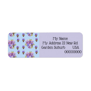 Shabby Chic Viola Flower Return-adreslabels Etiket
