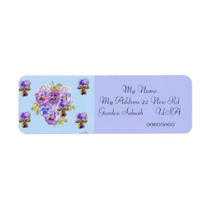 Shabby Chic Viola Flower Return-adreslabels Etiket