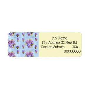 Shabby Chic Viola Flower Return-adreslabels Etiket