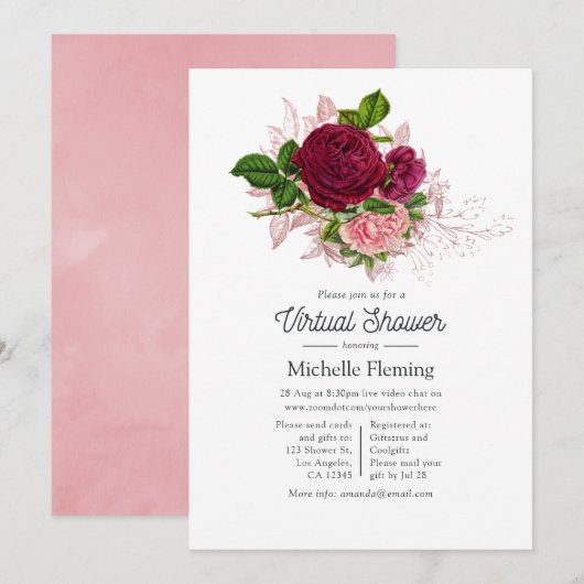 Shabby-Chic Virtual Shower Kaart (Voorkant / Achterkant)