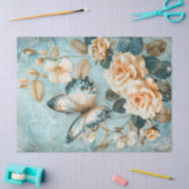 Shabby chic vlinder & blush rozen tissue papier (Craft)