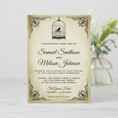  Shabby Chic Vogelkooi Bruiloft Uitnodiging (Staand voorkant)