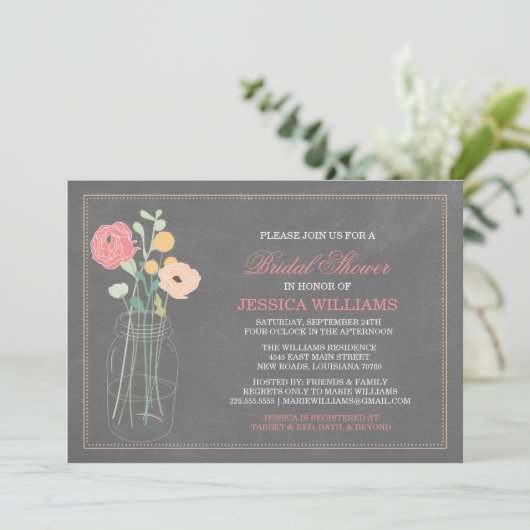 Shabby Chic Vrijgezellenfeest | Koraal Kaart (Staand voorkant)