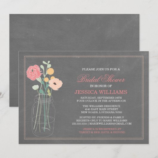 Shabby Chic Vrijgezellenfeest | Koraal Kaart (Voorkant / Achterkant)