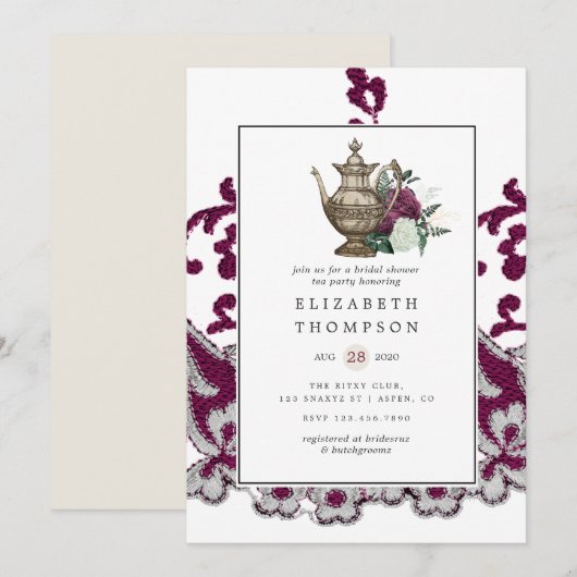 Shabby-Chic Vrijgezellenfeest Tea Party Kaart (Voorkant / Achterkant)