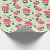 Shabby Chic Watercolor Pink Rose Floral Pattern Cadeaupapier (Hoek)