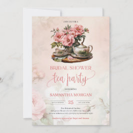 Shabby Chic waterverf blush roze rozen theefeest Kaart