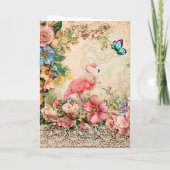 Shabby Chic Waterverf Floral Flamingo Kaart (Achterkant)