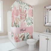 Shabby Chic Waterverf Flowers Douchegordijn (In situ)
