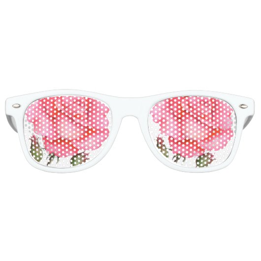 Shabby Chic Waterverf Pink Rose Floral Design Retro Zonnebril (Voorkant)
