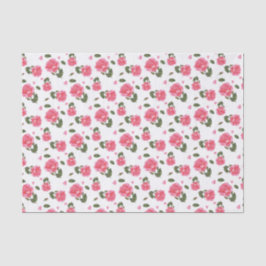 Shabby Chic Waterverf Pink Rose Floral Design Tissuepapier
