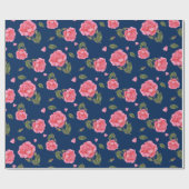 Shabby Chic Waterverf Pink Rose Floral Pattern Cadeaupapier (Vlak)