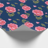 Shabby Chic Waterverf Pink Rose Floral Pattern Cadeaupapier (Hoek)
