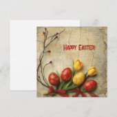 Shabby chic waterverf rood en geel Easer eieren Feestdagenkaart (Voorkant / Achterkant)