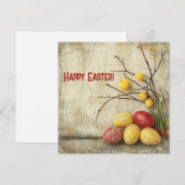 Shabby chic waterverf rood en geel Easer eieren Feestdagenkaart (Voorkant / Achterkant)