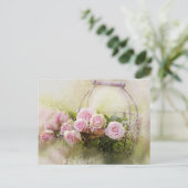  Shabby Chic Waterverf roze rozen Briefkaart (Staand voorkant)