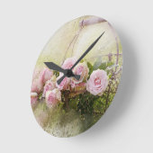  Shabby Chic Waterverf roze rozen Ronde Klok (Hoek)