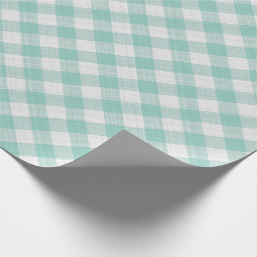 Shabby Chic White Aqua Seaglass Turquoise Gingham Cadeaupapier (Hoek)