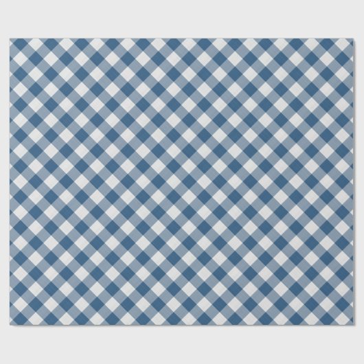 Shabby Chic White Cadet Blue Gingham Cadeaupapier (Vlak)