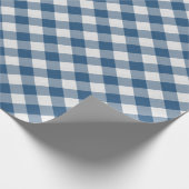 Shabby Chic White Cadet Blue Gingham Cadeaupapier (Hoek)