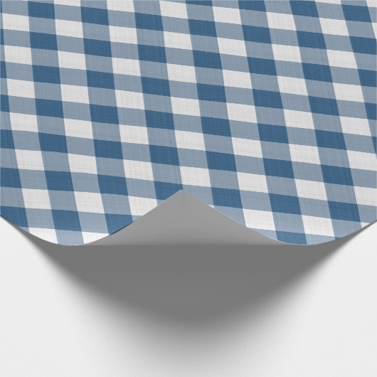 Shabby Chic White Cadet Blue Gingham Cadeaupapier (Hoek)
