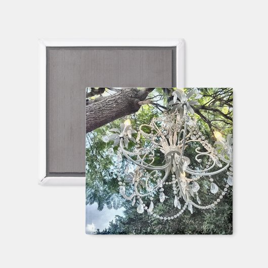 Shabby Chic White Crystal Chandelier Magneet (Voorkant / Achterkant)