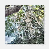 Shabby Chic White Crystal Chandelier Magneet (Voorkant)