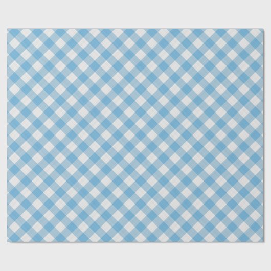 Shabby Chic White Cyan Sky Blue Gingham Cadeaupapier (Vlak)